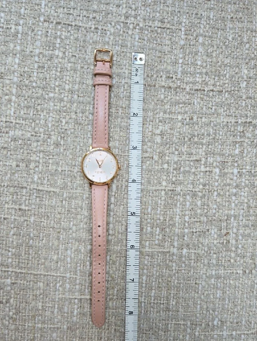 Coach Women's Pink Leather Strap w Rose Gold Metals Round Watch